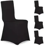 Relaxdays 4Xstuhlhussen, Schwarz, Textil, Kunststoff, 60x57 cm, Wohntextilien,