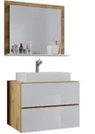 Mid.you Badezimmer VCM Lendas, Wei&szlig;, Honigeiche, Holzwerkstoff, 3-teilig, 2