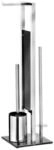 Wenko Wc-B&uuml;rstenkombination Rivalta, Schwarz, Edelstahl, Metall, 18x70x23 cm,