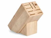 Messerblock, Natur, Holz, Kautschukholz, 13x25x22 cm, Kochen, Küchenmesser,