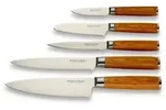 Echtwerk Messerset, Braun, Silber, Bernstein, Holz, 5-teilig, ergonomischer Griff,