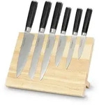 Echtwerk Messerblock, Schwarz, Edelstahl, Hellbraun, Metall, 7-teilig, 7x2.25x20 cm,