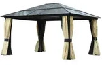 Outsunny Luxus-Pavillon, Schwarz, Kunststoff, 360x275x420 cm, Sonnen- & Sichtschutz,