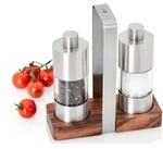 AdHoc Pfeffer- Classic, Metall, 3-teilig, 6x16x16 cm, Sichtfenster, Mahlst&auml;rke