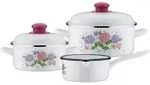 GSW Kochtopfset Hortensie, Wei&szlig;, Metall, 3-teilig, 14 cm, 1 L, ISO 9001, kratzfest,