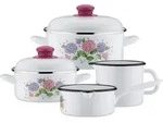 GSW Kochtopfset Hortensie, Wei&szlig;, Metall, 4-teilig, 14 cm, 1 L, ISO 9001, kratzfest,