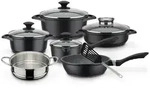 GSW Kochtopfset Gourmet Granit, Schwarz, Metall, 5-teilig, 16 cm, 1.4 L, ISO 9001,