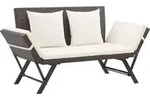 vidaXL Gartenbank, Braun, Naturmaterialien, F&uuml;llung: Polyester, 70x80x176 cm,