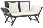 vidaXL Gartenbank, Schwarz, Naturmaterialien, F&uuml;llung: Polyester, 70x80x176 cm,