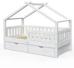 VitaliSpa Hausbett, Wei&szlig;, Holz, 2 Schubladen, Rechteckig, 80x160 cm, Kinder- &
