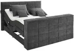 Carryhome Boxspringbett, Anthrazit, Textil, H2 + H3, 7-Zonen, H&ouml;he ca. 18 cm,