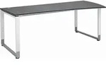 Moderano Schreibtisch, Grau, Wei&szlig;, Metall, Holzwerkstoff, Freiform, Kufe,