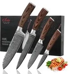 Wakoli Damastmesser, Braun, Holz, Metall, Nachbildung, 30 cm, Kochen, K&uuml;chenmesser,