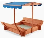 Home Deluxe Sandkasten, Natur, Blau, Holz, 110x110x110 cm, unisex, kinder, Outdoor