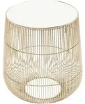 Kare-Design Beistelltisch, Wei&szlig;, Messing, Metall, rund, 32x35x32 cm, Wohnzimmer,