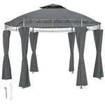 tectake Gartenpavillon, Anthrazit, Kunststoff, Rund, 350x280x350 cm, Sonnen- &
