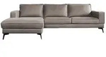 Kawola Ecksofa, Hellgrau, Metall, Echtholz, 3-Sitzer, F&uuml;llung: Kaltschaum, Ottomane