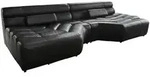 Kawola Big, Schwarz, Leder, 4-Sitzer, F&uuml;llung: Schaumstoff, 286x76x143 cm,