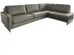 Kawola Ecksofa, Anthrazit, Metall, Echtholz, 3-Sitzer, F&uuml;llung: Kaltschaum,...