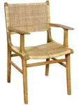 Mid.you Armlehnstuhl, Natur, Holz, Rattan, Teakholz, massiv, eckig, 59x84x60 cm,