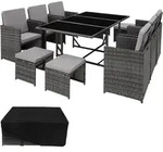 tectake Rattan, Grau, Kunststoff, Rechteckig, Gartenm&ouml;bel, Gartenm&ouml;bel-Sets