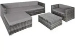 tectake Rattanlounge, Grau, Kunststoff, Organisch, Loungem&ouml;bel, Gartenlounge-Sets