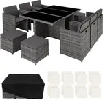 tectake Sitzgruppe, Grau, Kunststoff, Rechteckig, Gartenm&ouml;bel, Gartenm&ouml;bel-Sets
