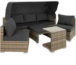 tectake Rattanlounge, Natur, Kunststoff, Organisch, 68x131x199 cm, Loungem&ouml;bel,