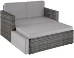 tectake Rattanlounge, Grau, Kunststoff, Organisch, Loungem&ouml;bel, Gartenlounge-Sets