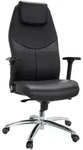 Mid.you Chefsessel, Schwarz, Kunststoff, Kombination Echtleder/Lederlook, Drehkreuz,