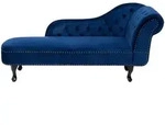 Beliani Chaiselongue, Dunkelbraun, Blau, Textil, 170x79x61 cm, Wohnzimmer,...