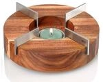 AdHoc St&ouml;vchen Tuto, Akazie, Holz, Metall, Akazie, massiv, rund, 5.5 cm, rostfrei,