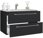 Mid.you Waschtischkombi VCM Badinos, Schwarz, Metall, 2-teilig, 2 Schublade(n)