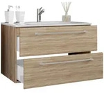 Mid.you Waschtischkombi VCM Badinos, Sonoma Eiche, Metall, 2-teilig, Holzoptik, 2
