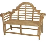 Gardenson Gartenbank, Natur, Holz, Teakholz, Hartholz, 2-Sitzer, 135x104x60 cm, mit