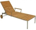 Gardenson Sonnenliege, Silber, Teak, Holz, Metall, Teakholz, Hartholz, 70x92x197 cm,