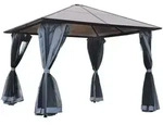 Outsunny Gartenpavillon, Grau, Metall, 300x265x300 cm, Sonnen- & Sichtschutz,
