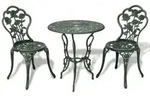 vidaXL Bistro-Set, Gr&uuml;n, Metall, 3-teilig, Rund,quadratisch, Gartenm&ouml;bel,