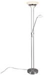 Led-Deckenfluter, Wei&szlig;, Nickel, Metall, Glas, warmwei&szlig;, 180 cm, getrennt schaltbar,