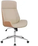 CLP Drehstuhl, Creme, Eukalyptusholz, Metall, 58x110x66 cm, Arbeitszimmer,