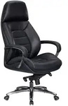 Mid.you Chefsessel, Schwarz, Metall, Echtleder, Kombination Echtleder/Lederlook,