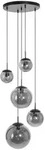 Deckenleuchte, Schwarz, Metall, Glas, 60x115-373x60 cm, h&ouml;henverstellbar, Lampen &