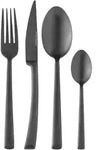 Echtwerk Besteckset, Schwarz, Metall, 16-teilig, ergonomischer Griff, rostfrei, Essen