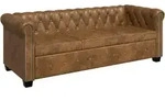 vidaXL Chesterfield-Sofa, Braun, Leder, 76x70x200.5 cm, Wohnzimmer, Sofas &...