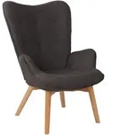 CLP Sessel, Dunkelgrau, Holz, 71x100x77 cm, Wohnzimmer, Sessel, Ohrensessel