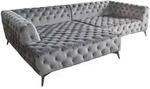Kawola Ecksofa, Silber, Textil, 3-Sitzer, F&uuml;llung: Schaumstoff, Ottomane links,