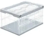 Relaxdays Transportbox, Transparent, Grau, Kunststoff, 59.5x31.5x39.5 cm, Ordnen &