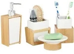Relaxdays Badezimmerset, Mehrfarbig, Holz, Keramik, 14x20x10 cm, Badaccessoires