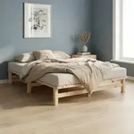 Homestyle4u Holzbett, Braun, Holz, Kiefer, 140x200 cm, Schlafzimmer, Betten