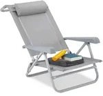 Relaxdays Liegestuhl, Grau, Kunststoff, Metall, 58x76.5x80 cm, Gartenm&ouml;bel,